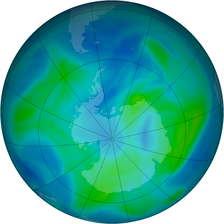 Antarctic ozone map for 04 March 2008